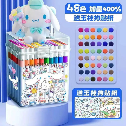 Sanrio Cinnamoroll Cartoon  Acrylic Marker Paintbrush For Kindergarten Students Paper-Tight Stackable Children'S Color Pen Set